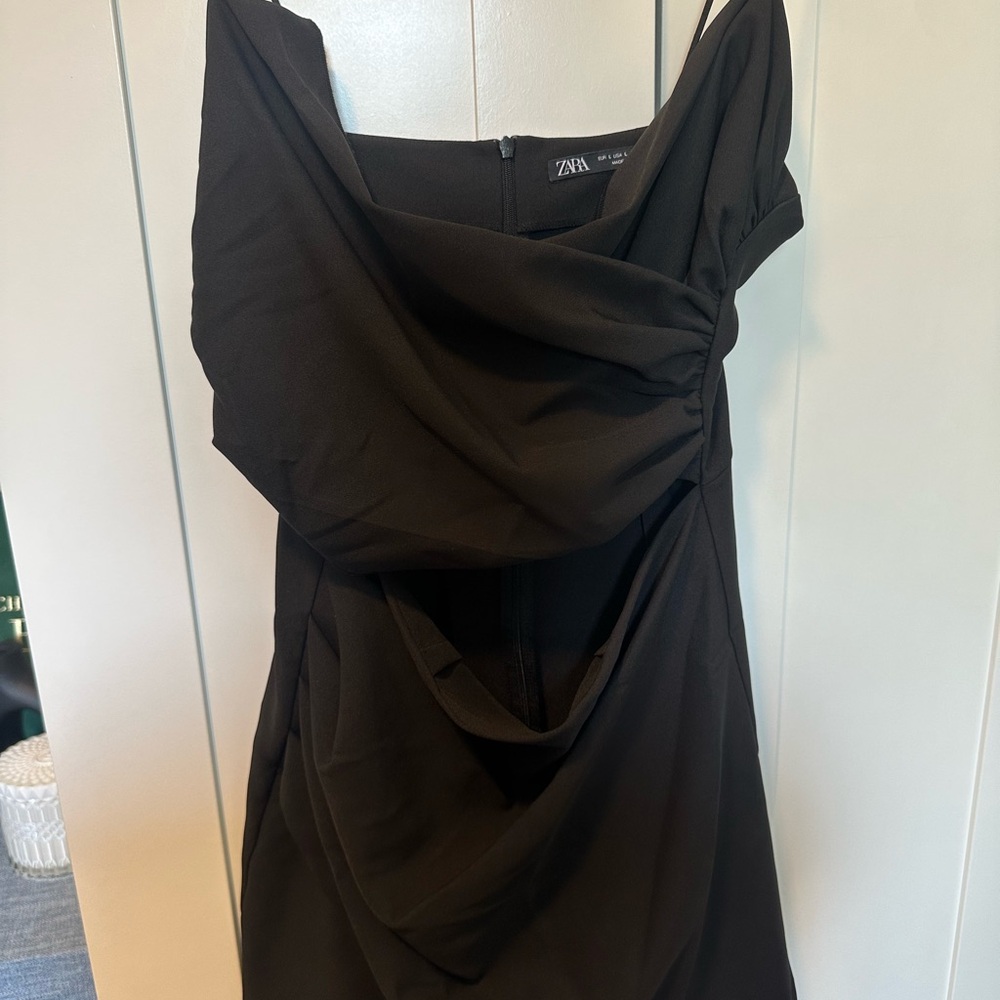 Zara Black Draped Women's Dress